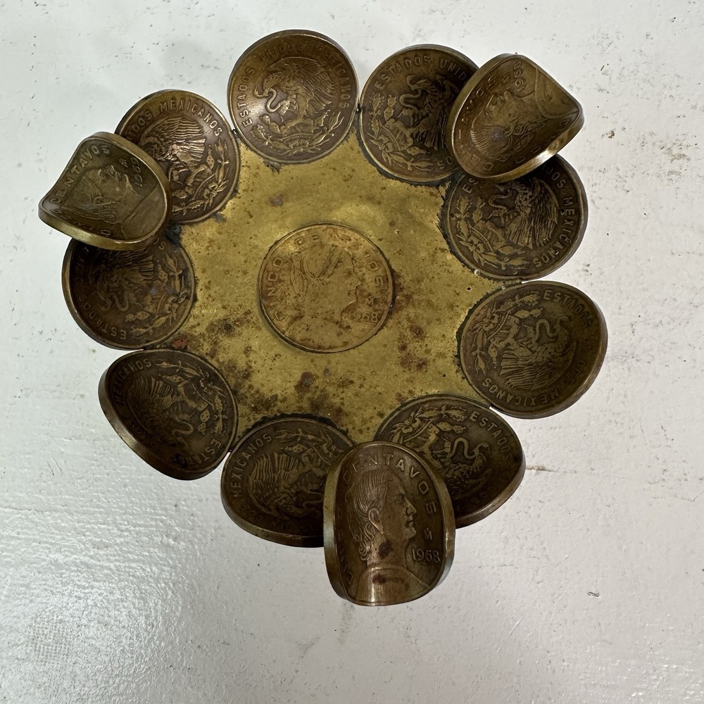 Vintage 1960s Mexican‎ Coin Ashtray Centavos 3 1/4"